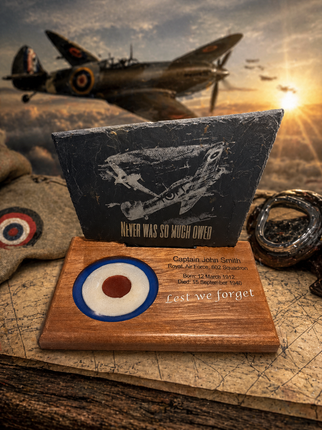 Battle of Britain Memorial Candle & Personalised RAF Tribute Plaque