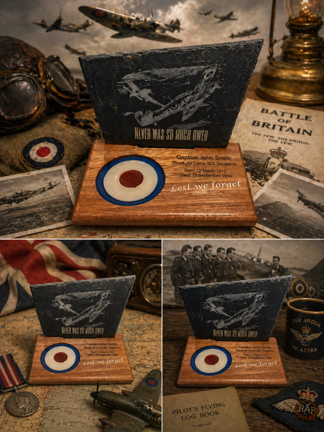 Battle of Britain Memorial Candle & Personalised RAF Tribute Plaque