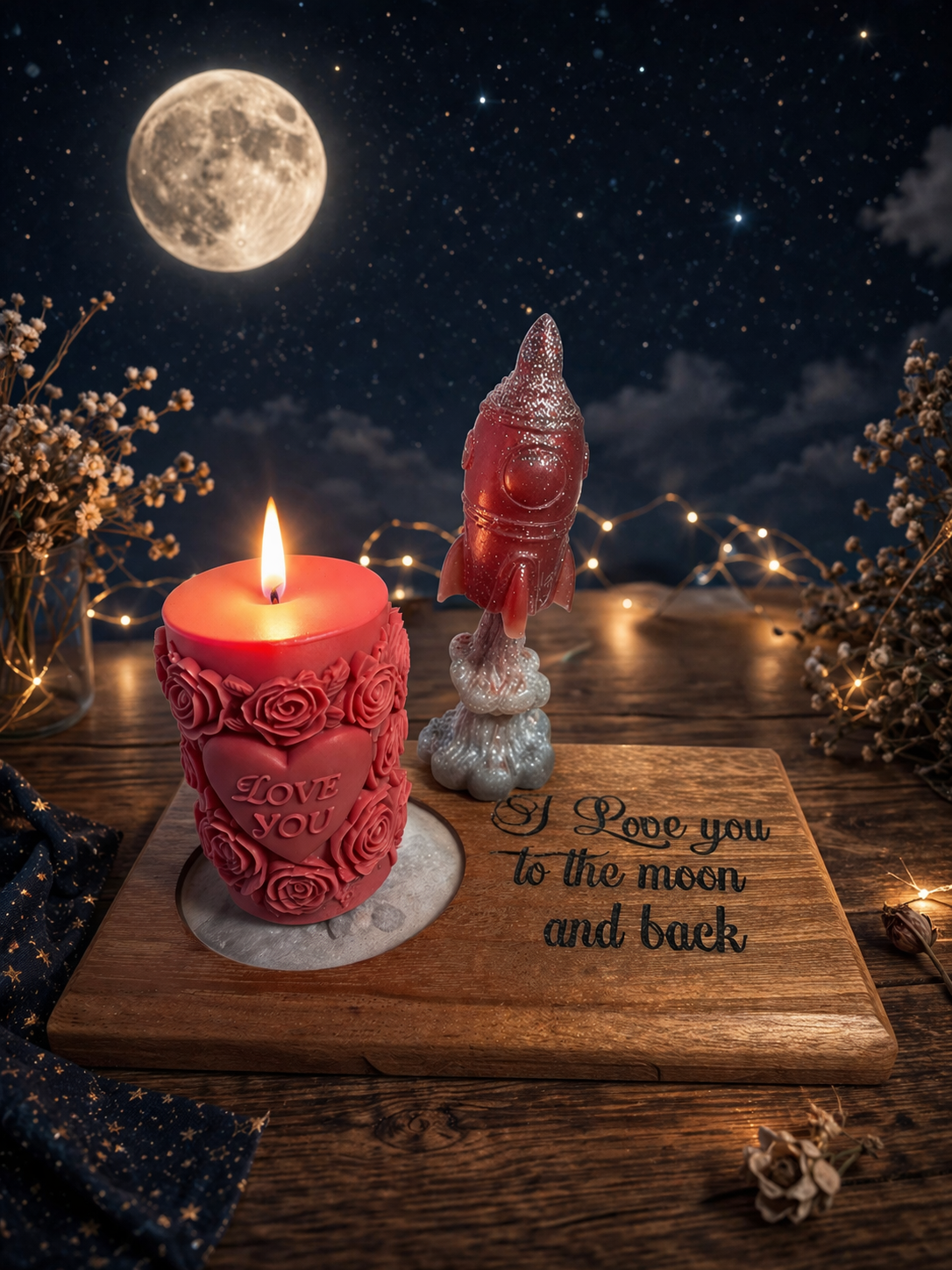 Love You to the Moon and Back — Handmade Candle Display