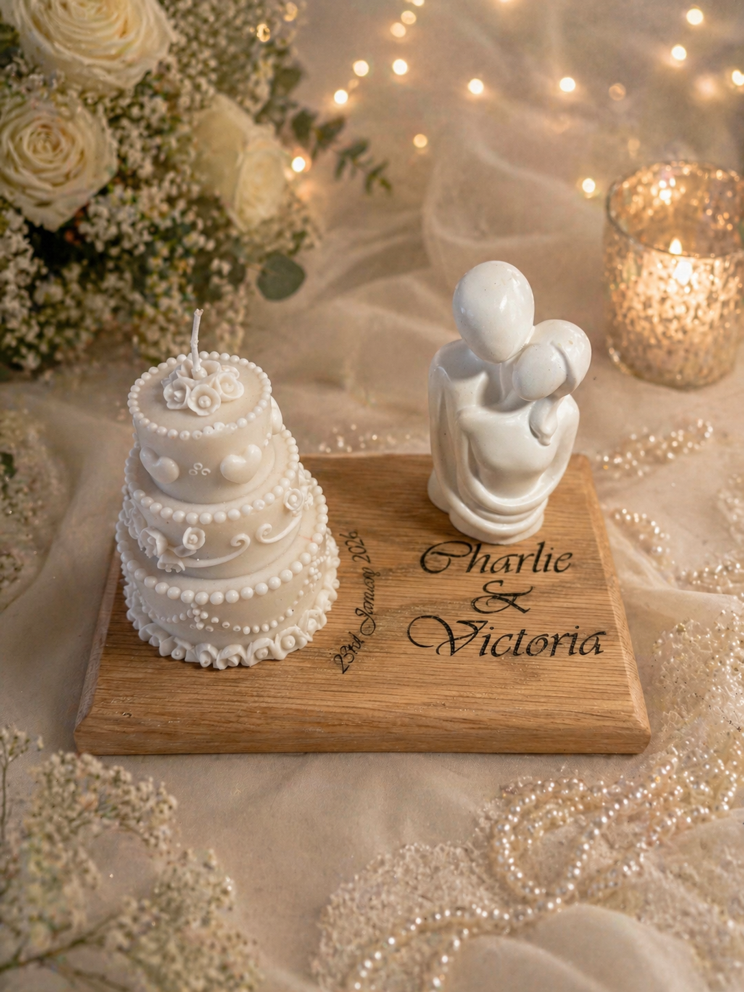 Personalised Wedding Candle Display – Handmade Keepsake