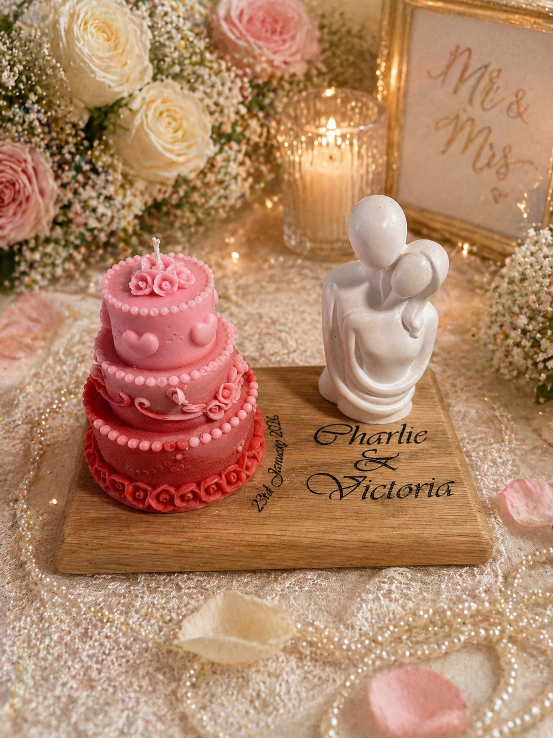 Personalised Wedding Candle Display – Handmade Keepsake