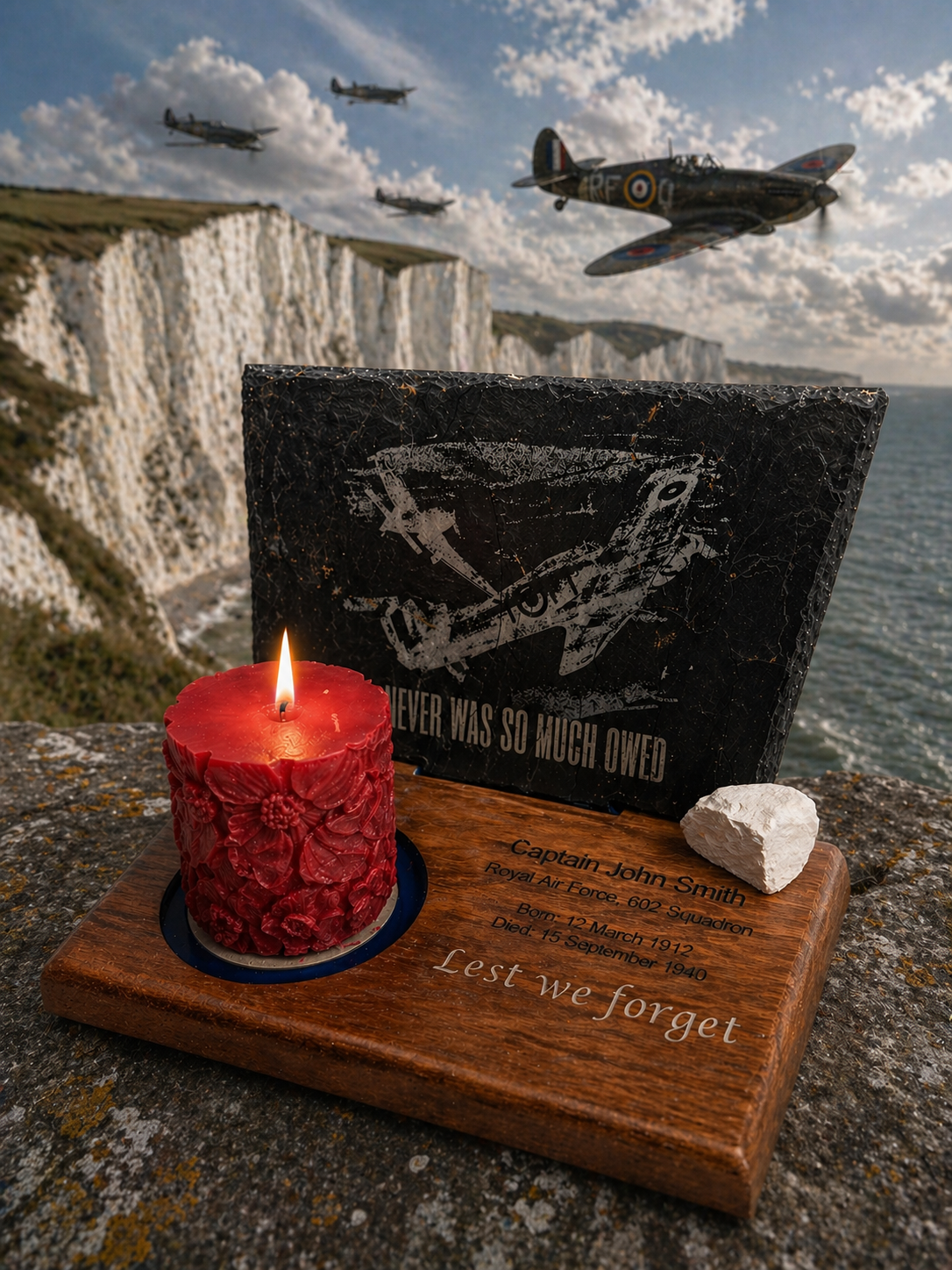 Battle of Britain Memorial Candle & Personalised RAF Tribute Plaque