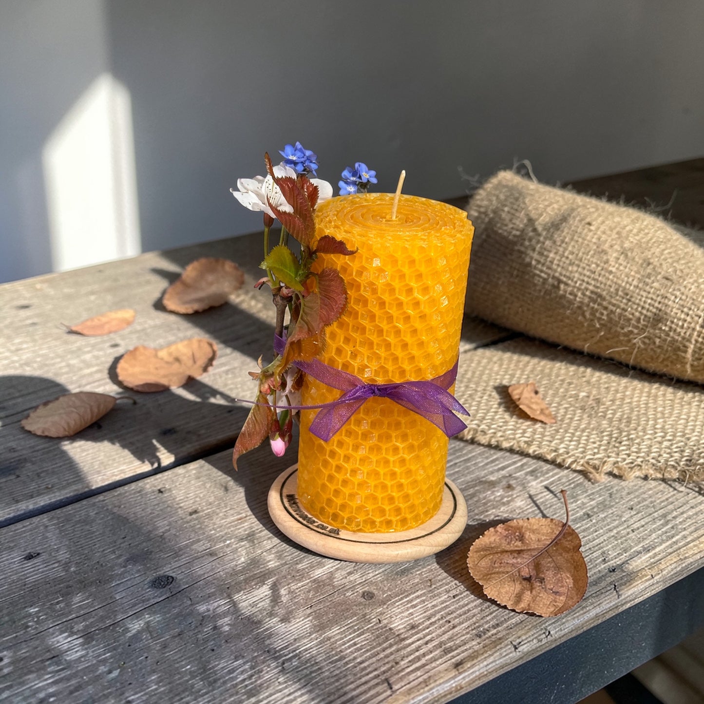 Hand-Rolled Beeswax Pillar Candle